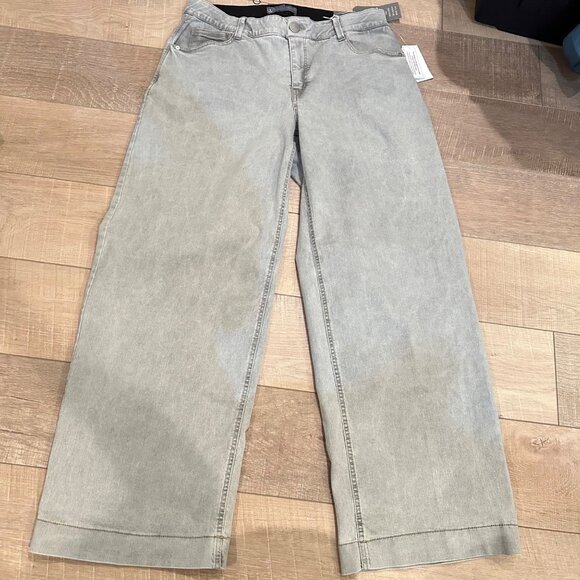 WIT & WISDOM WOMENS SAM HIGH RISE AB SOLUTION WIDE LEG GREY JEANS NEW 16W - Picture 1 of 15
